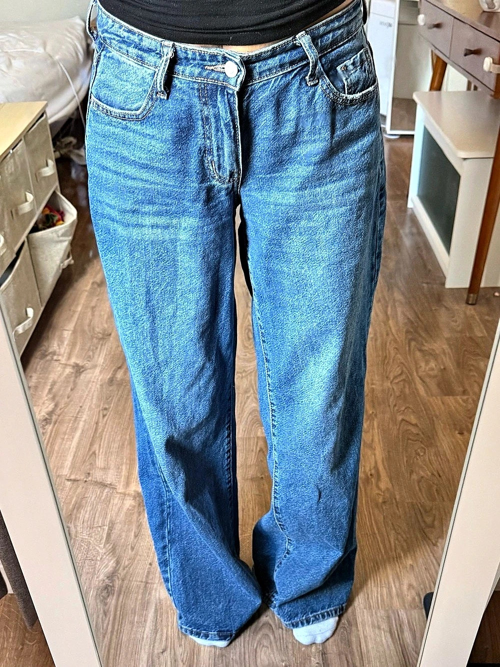 RSQ Low Rise Wide Leg Jeans Blue Waist 26 Like New